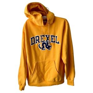 Drexel University Hoodie Sweatshirt Gold Navy Blue Dragon Logo Size Medium